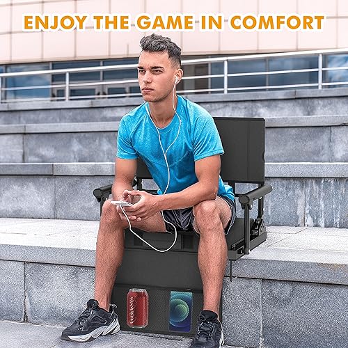 Miniatura 5 de Asientos de estadio para gradas con soporte de espalda, 600 libras clasificados con cojín ligero y suave cómodo, asiento de estadio para gradas con