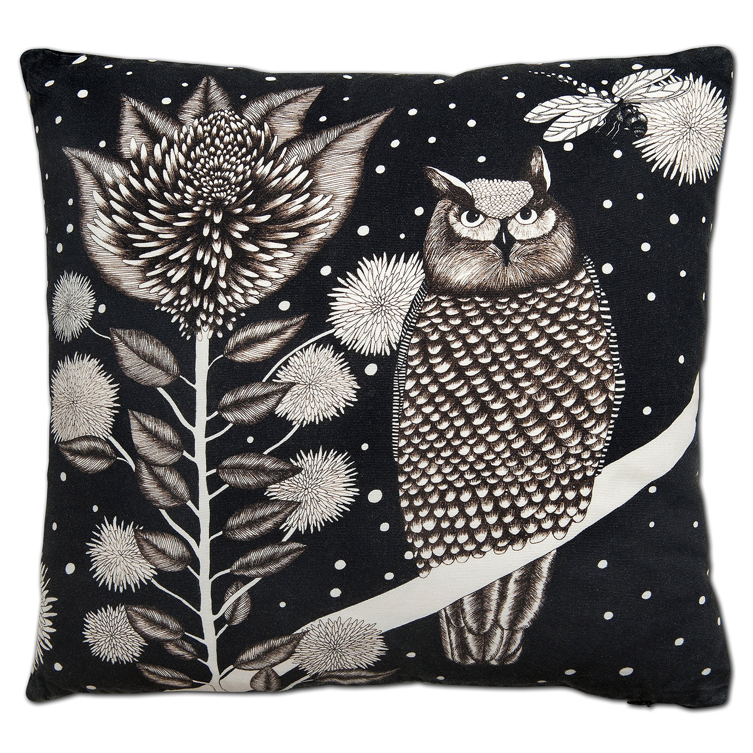 Nadja Wedin Design The Owl – Cushion Cover Cotton 48 x 48 cm, Black/White