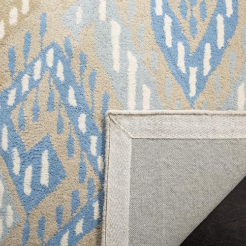 Miniatura 4 de SAFAVIEH Wyndham Collection - Alfombra decorativa de 2 pies 6 pulgadas x 4 pies, beige y azul, hecha a mano, lana moderna, ideal para zonas de alto