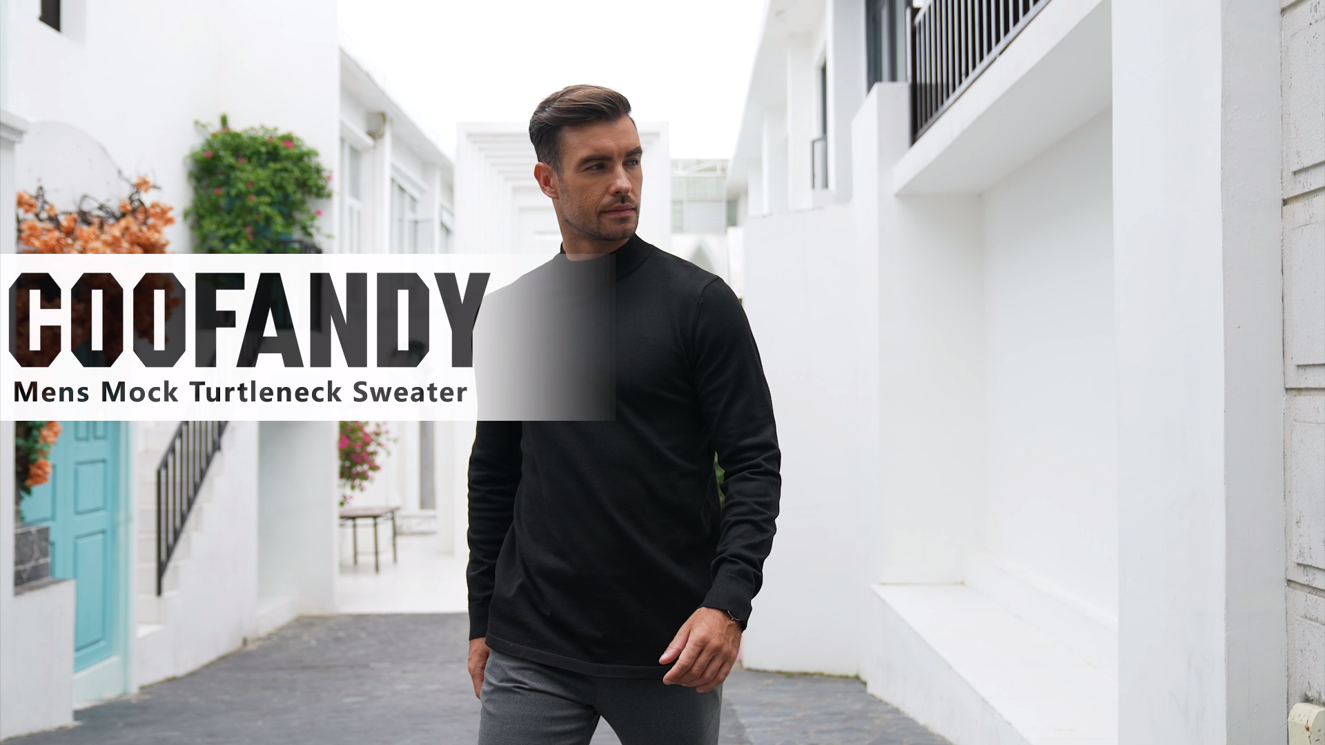 COOFANDY Mock Turtleneck Sweaters for Men Long Sleeve Basic Shirts