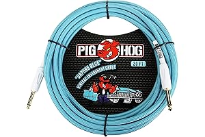 Pig Hog PCH20DB 1/4'' to 1/4'' Daphne Blue Guitar Instrument Cable, 20 Feet
