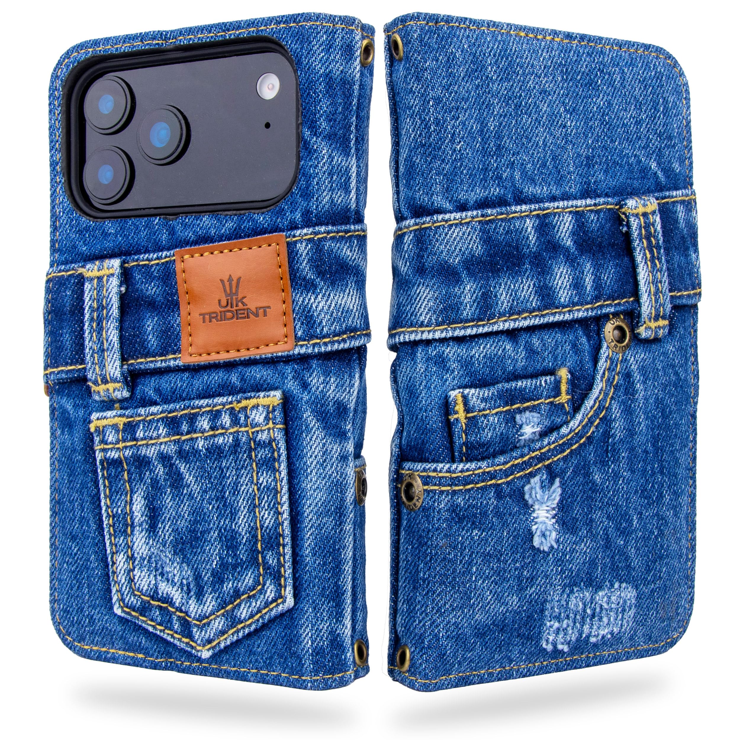 Amazon.co.jp: UK Trident デニム iPhone 17 Pro Max 対応 ケース 手帳