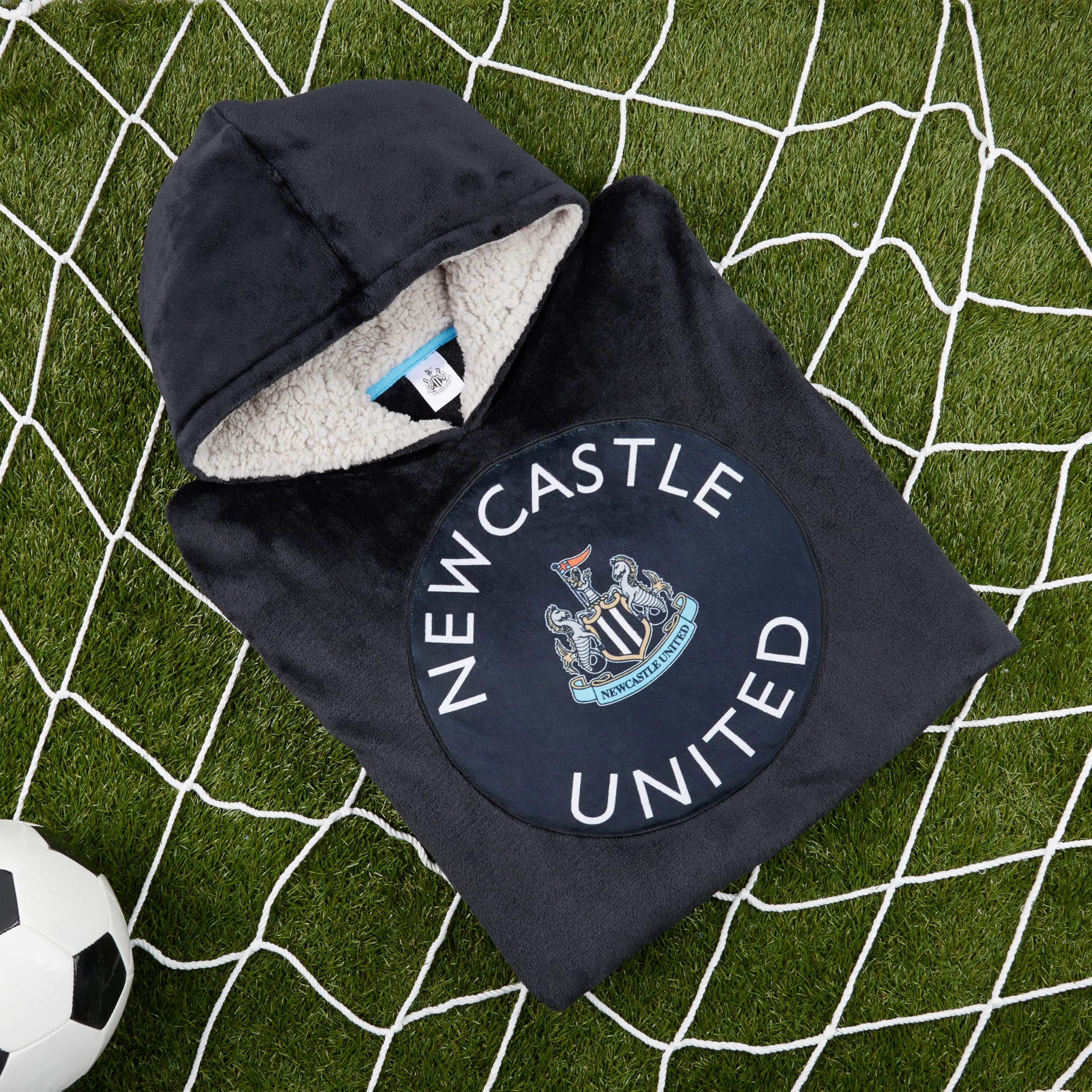 Newcastle United F.C. chłopięca bluza z kapturem oversize, przytulne, ponczo dla chłopców, czarne