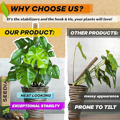 Miniatura 5 de Poste de musgo de 4 x 17 pulgadas para plantas Monstera + estabilizadores  Estacas de 53 pulgadas para plantas de interior  Postes de musgo para