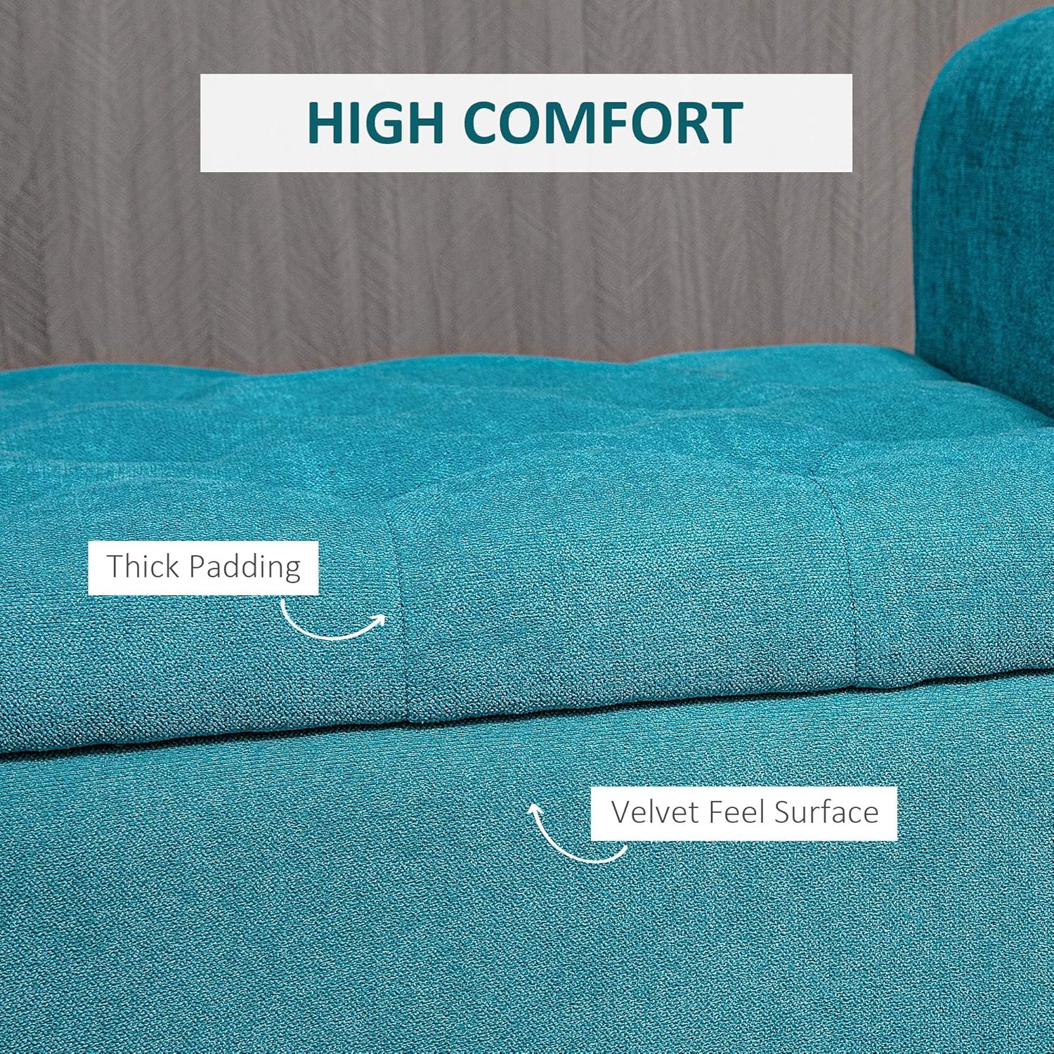 Teal Tufted Upholstered Storage Bench with Rolled Arms