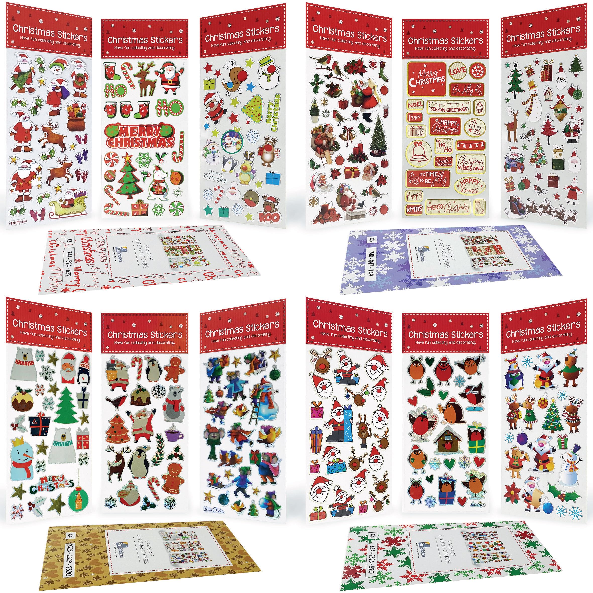 Christmas Stickers for Children – Over 310 Xmas Stickers, 12 Festive Designs Kids, Adults - Crafts, Scrapbook, Decorating, Stocking Filler