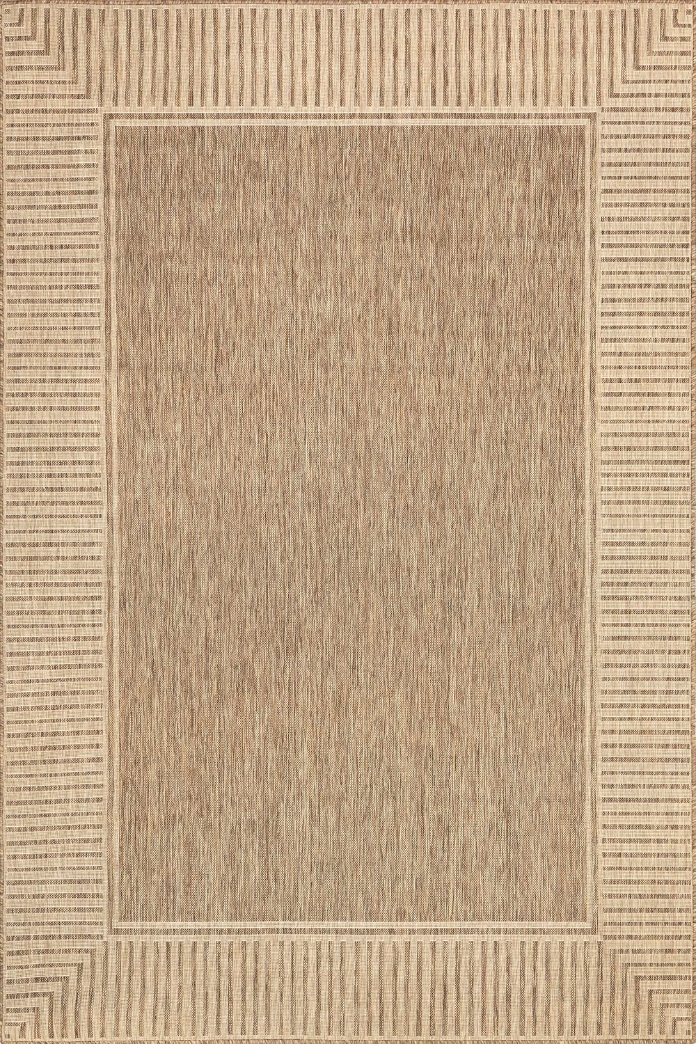 Nuloom Asha Light Brown/Ivory, 2' x 3', Casual, Striped Border, Soft and Cozy, High Traffic, Stain Resistant, Easy Clean, Durable Area Rug for Indoor/Outdoor Patio, Deck, Porch, Garden, Courtyard