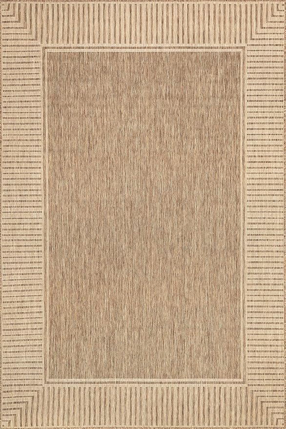 Nuloom Asha Light Brown/Ivory, 8' x 10', Casual, Striped Border, Soft and Cozy miniatura 2