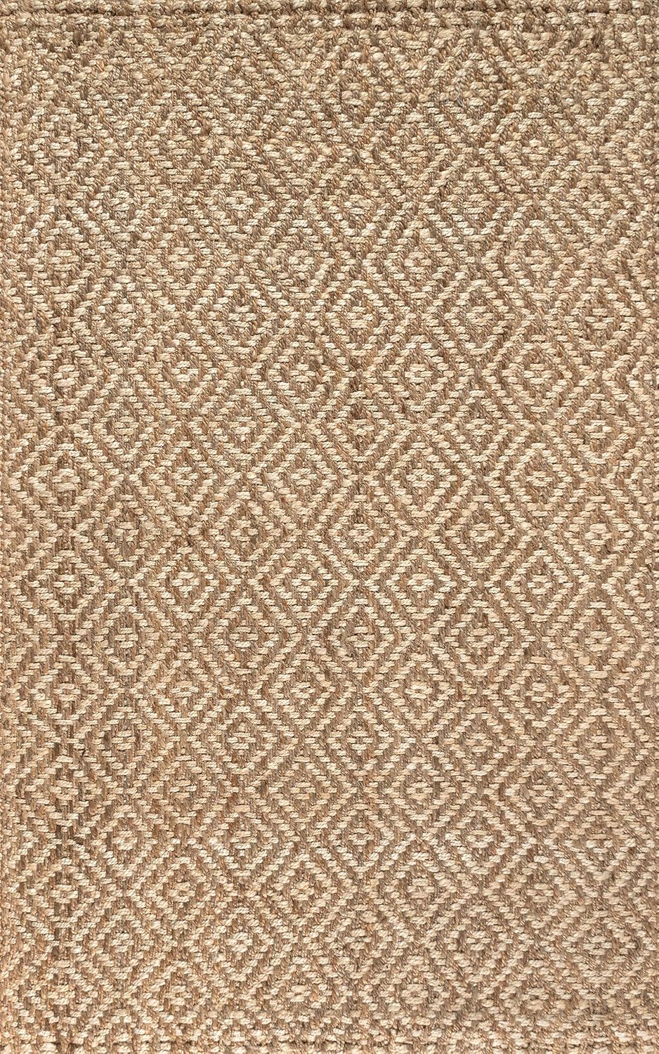 JONATHAN Y NFR100A-8 Hira Hand Woven Diamond Chunky Jute Indoor Area-Rug Bohemian Farmhouse Easy-Cleaning Bedroom Kitchen Living Room Non Shedding, 92" X 120", Natural Color