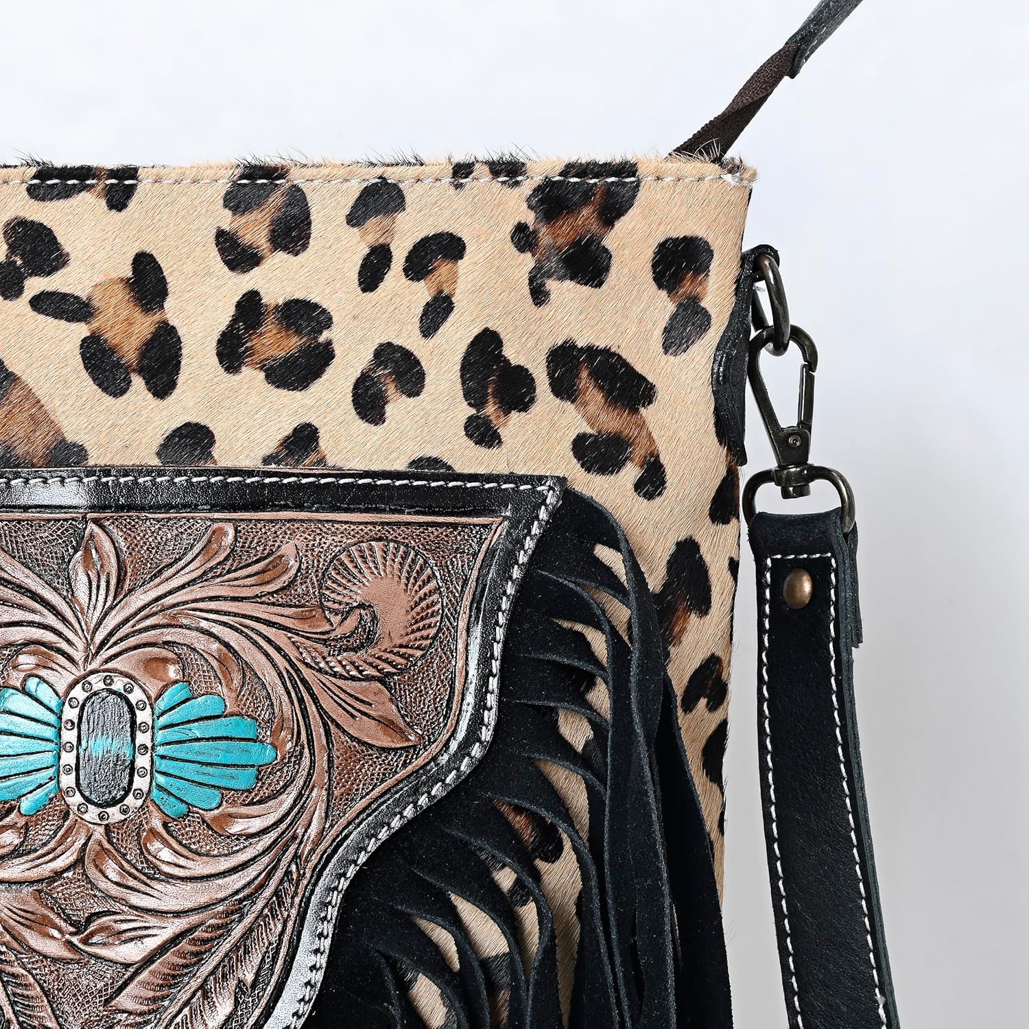 Merbaa Women Natural Cowhide Leather Hand Bag With Adjustable Detachable Strap Leather Massenger Handbag - Image 9