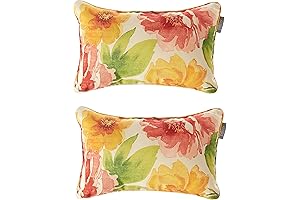 Pillow Perfect Bright Floral Green Orange Throw Pillows