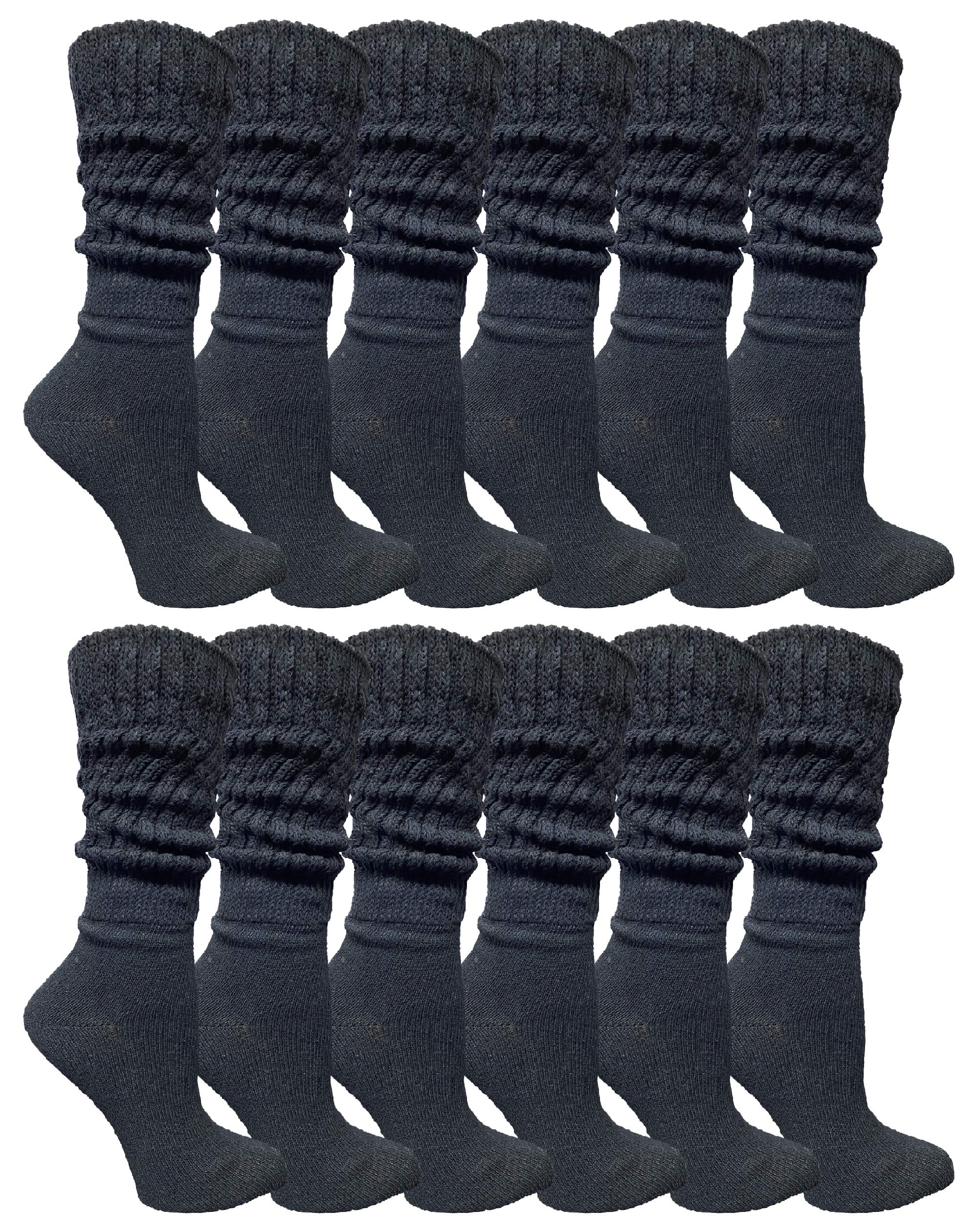 Yacht &amp; Smith 6 Pairs Women's Scrunched Slouch Socks, Cotton Boot Socks Bulk Pack for Everyday Comfort &amp; Style, Size 9-11