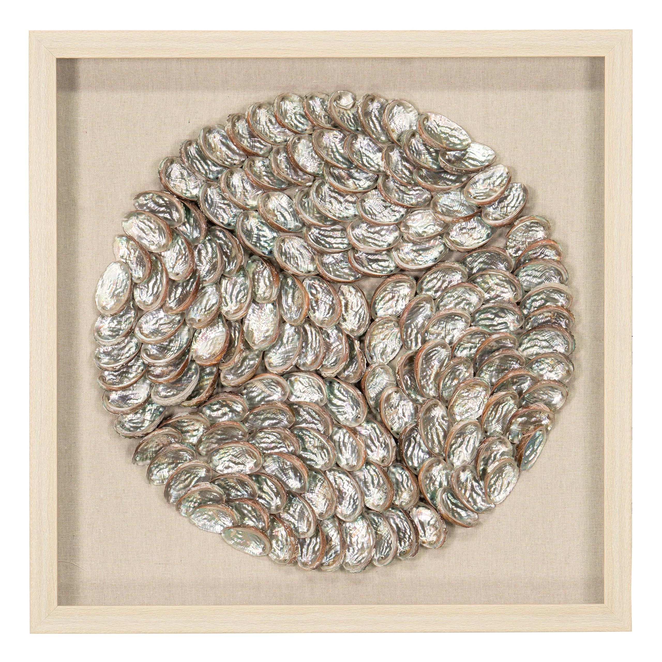 Huji Abalone Shell Shadow Box Wall Décor Wall Art Wall Accent Wall Hanging for Living Room, Bathroom, Office, Hallway, Bedroom