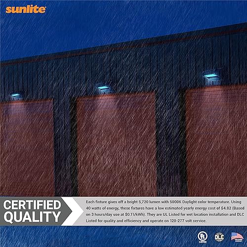 Miniatura 7 de Sunlite 97087 - Paquete de pared giratorio LED para exteriores 40 vatios 5720 lúmenes luz diurna de 5000 K 70 CRI UL y DLC negro para uso