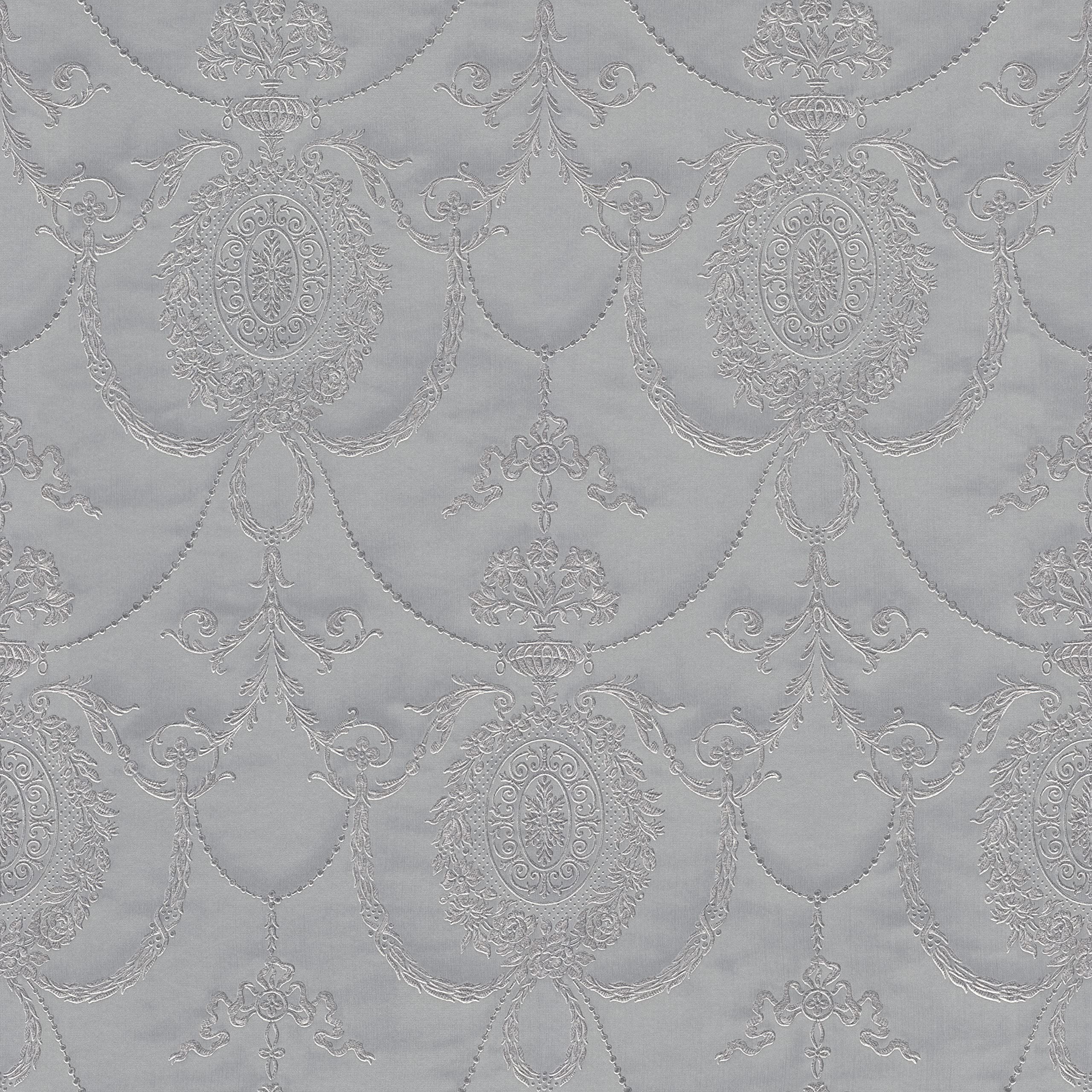 Rasch Trianon XIII 532128 Non-Woven Wallpaper Classic Chic Silver
