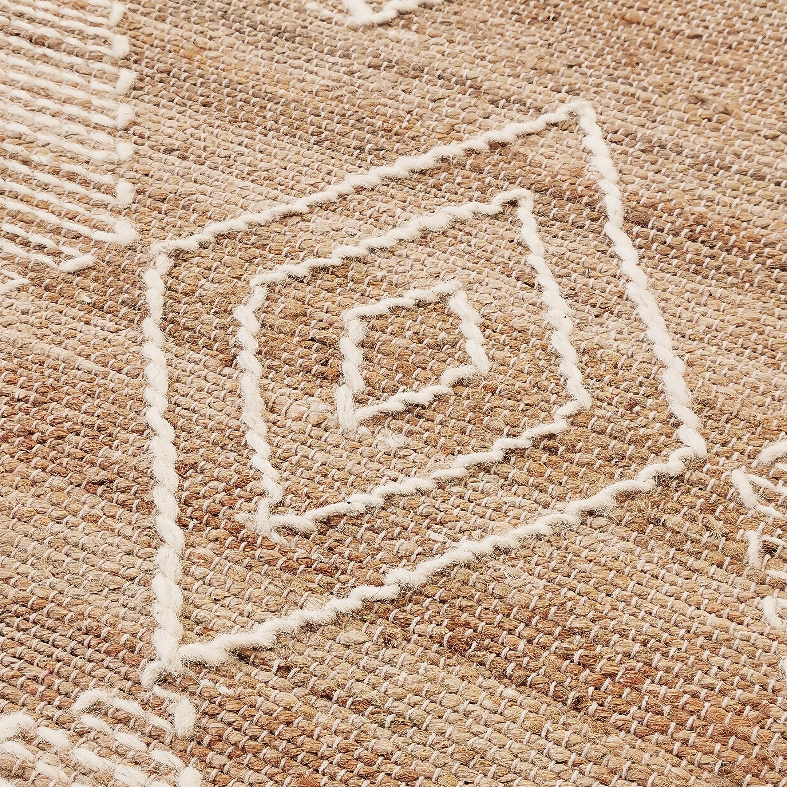 Thedecofactory PRIMI Losanges - Tapis en Chanvre avec Motifs Losanges en Laine épaisse Naturel 120x170