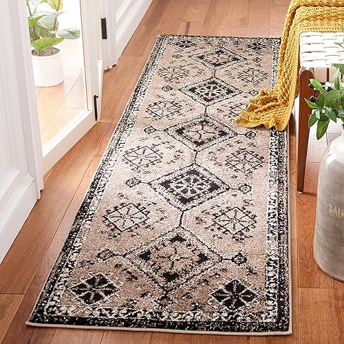 Miniatura 8 de SAFAVIEH Vintage Hamadan Collection - Alfombra de área de 5.3 x 7.6 pies, naranja y rojo, diseño oriental tradicional persa, no desprende pelusa y