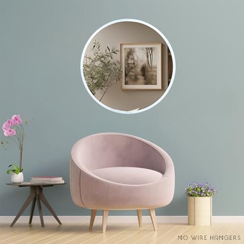 Image of Ali.G.I - Vanity Round Wall Mirror with Bright White Frame in 20 Inch Size / / White Framed 20 inch Round Wall Mirror for Bathroom, Bedroom, Living Room, Office, Entryways, Hotel, Restaurant