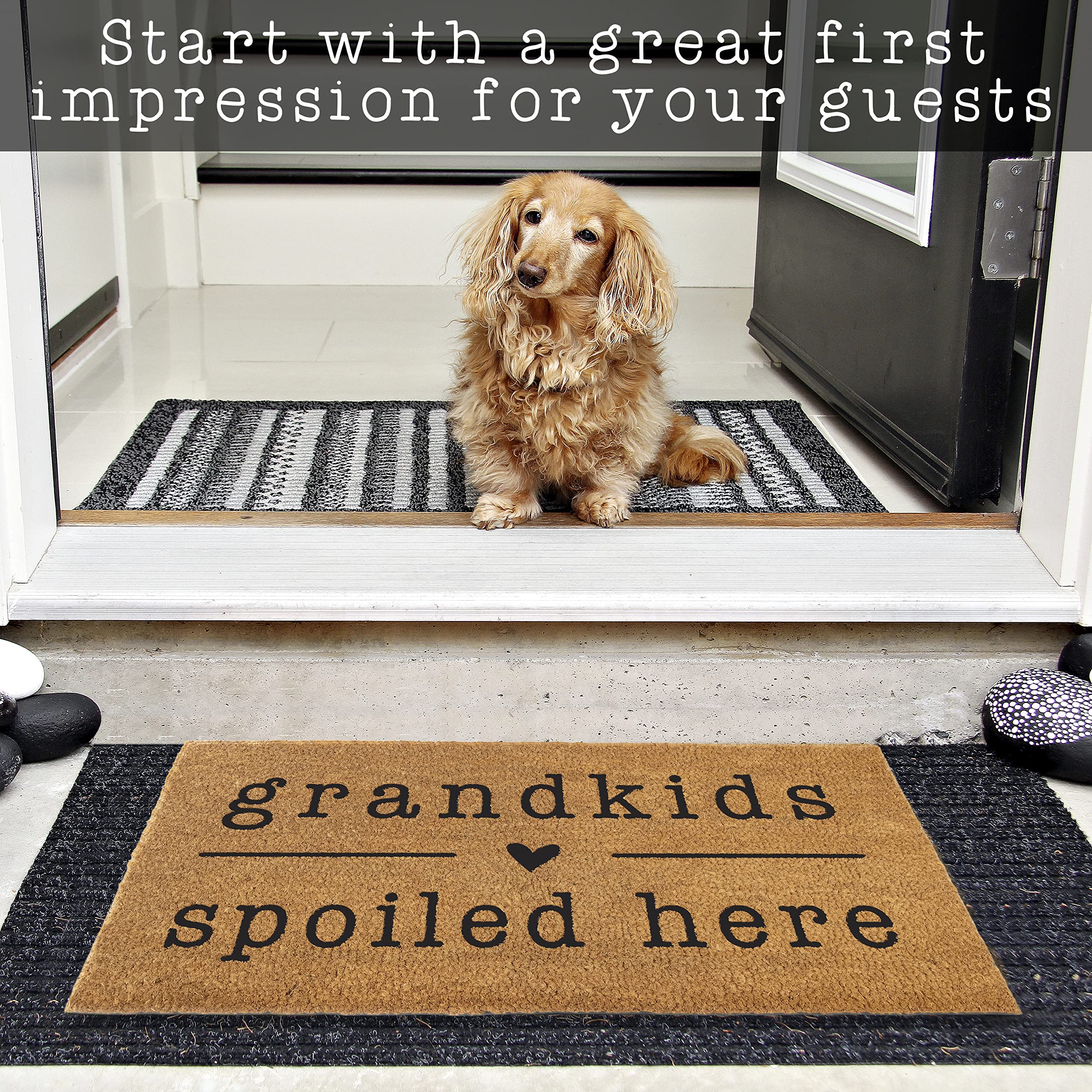 Grandkids Spoiled Here Doormat 30x17 Inch, Grandkids Doormat, Grandkids Door Mat