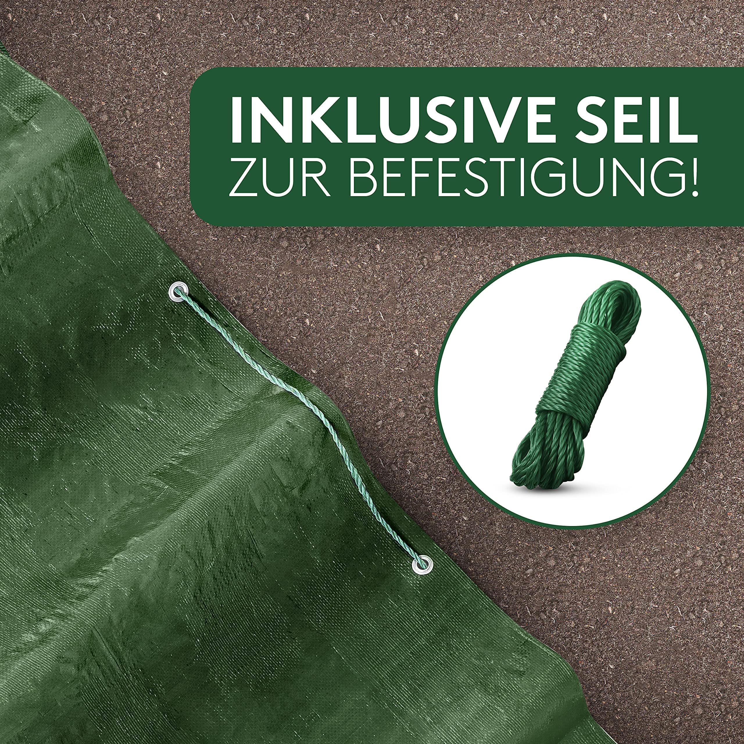 Abdeckplane Wasserdicht 4x6m mit Ösen, Universell einsetzbare Plane, Gewebeplane zum Schutz von Möbeln, Holz, LKW und als Zeltunterlage, Sonnenschutz, Vorzeltteppich, Camping Teppich