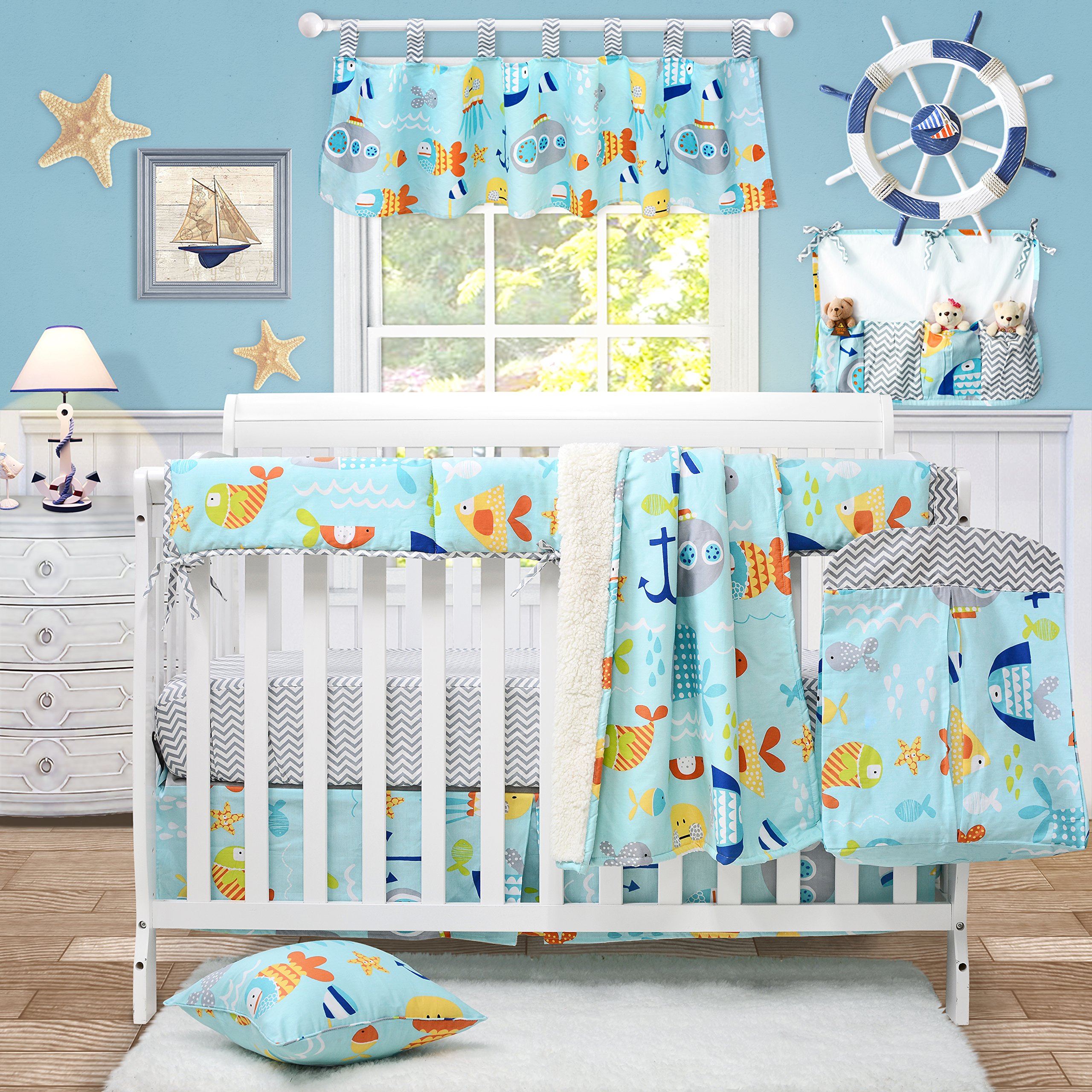 Whale Nautical Baby Bedding Set Whale Baby Boy Nautical Bedding - Main Image
