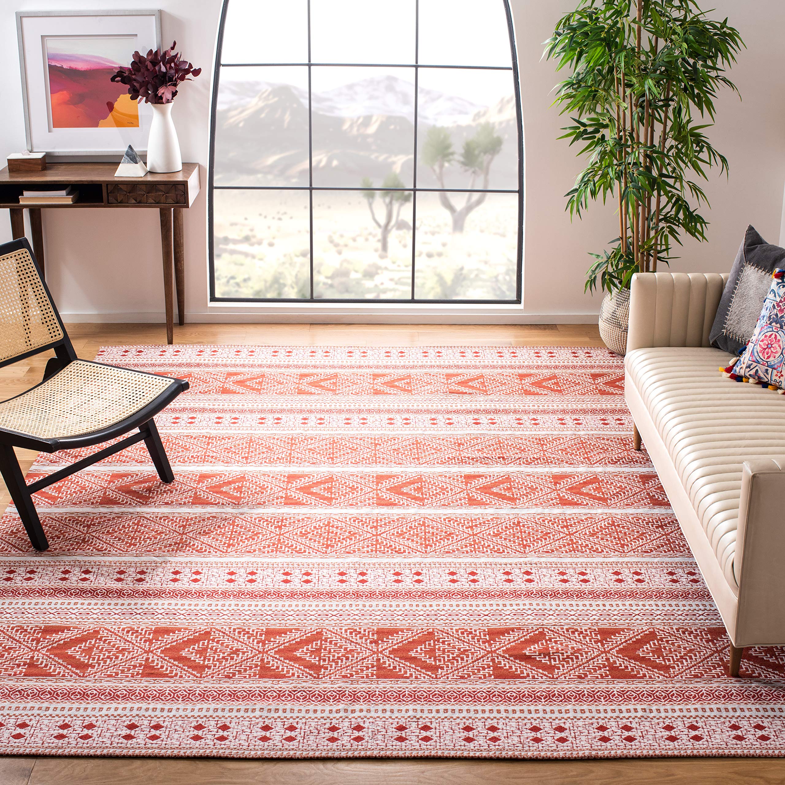 SAFAVIEH Area Rug 8x10 - Classic Vintage Collection - Large - Rust, Handmade, Moroccan Boho Design, Ideal for Living Room, Bedroom, Office, Dining