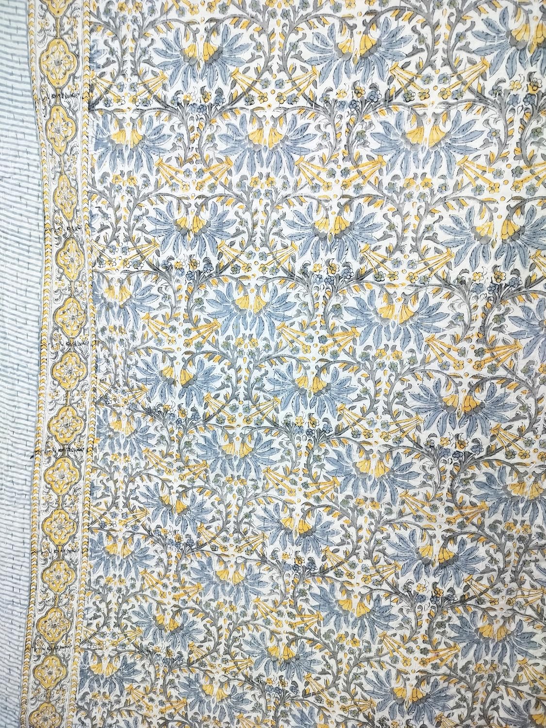 Kantha King Indian Block Print Quilt Throw Bedspread Blanket Cotton Bed Cover Boho Kantha Quilts (California King US Size 108x108 Inch)