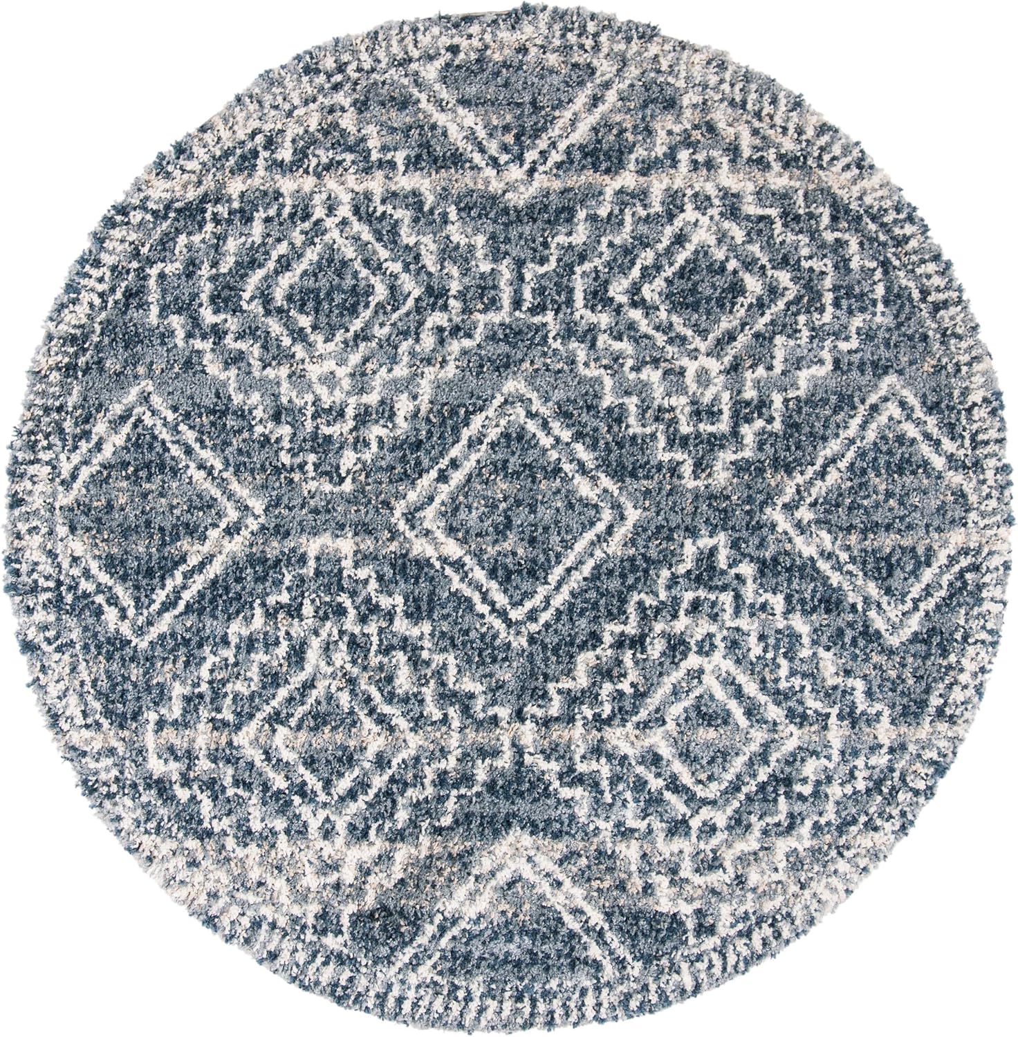 SAFAVIEH Montreal Shag Collection 4' x 6' Navy/Ivory SGML937N Trellis Non-Shedding Living Room Bedroom Dining Room Entryway Plush 2-inch Thick Area Rug