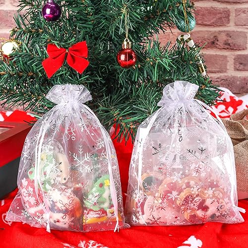 Miniatura 42 de YunKo 50 bolsas de organza de 6 x 9 pulgadas con cordón para regalo, joyería de malla, bolsa de protección de frutas, bolsa de organza transparente