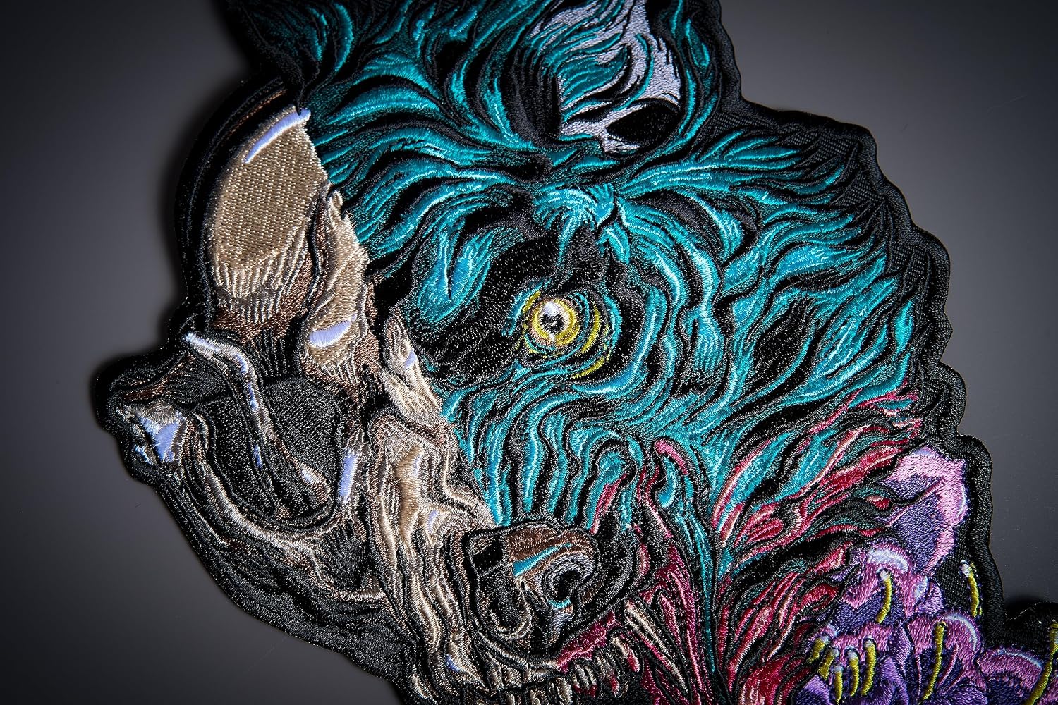 Wolf Skull Patch for Custom Biker Vest/Iron-on/Sew on
