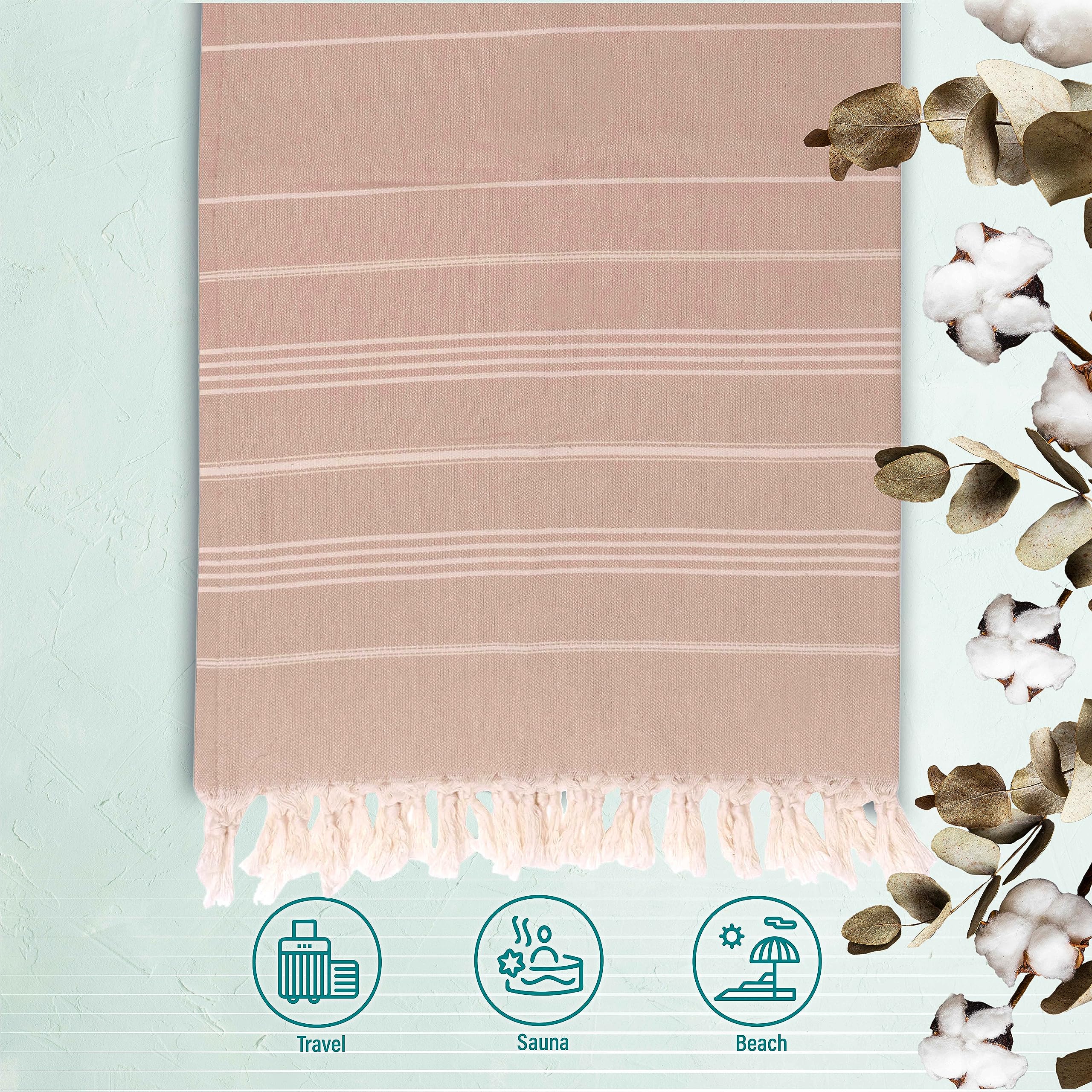 Asciugamano Turco Grande Goqan 100% Cotone – 99x180 Cm – Pre-lavato, Asciugatura Rapida, Morbido, Per Spiaggia E Viaggio
