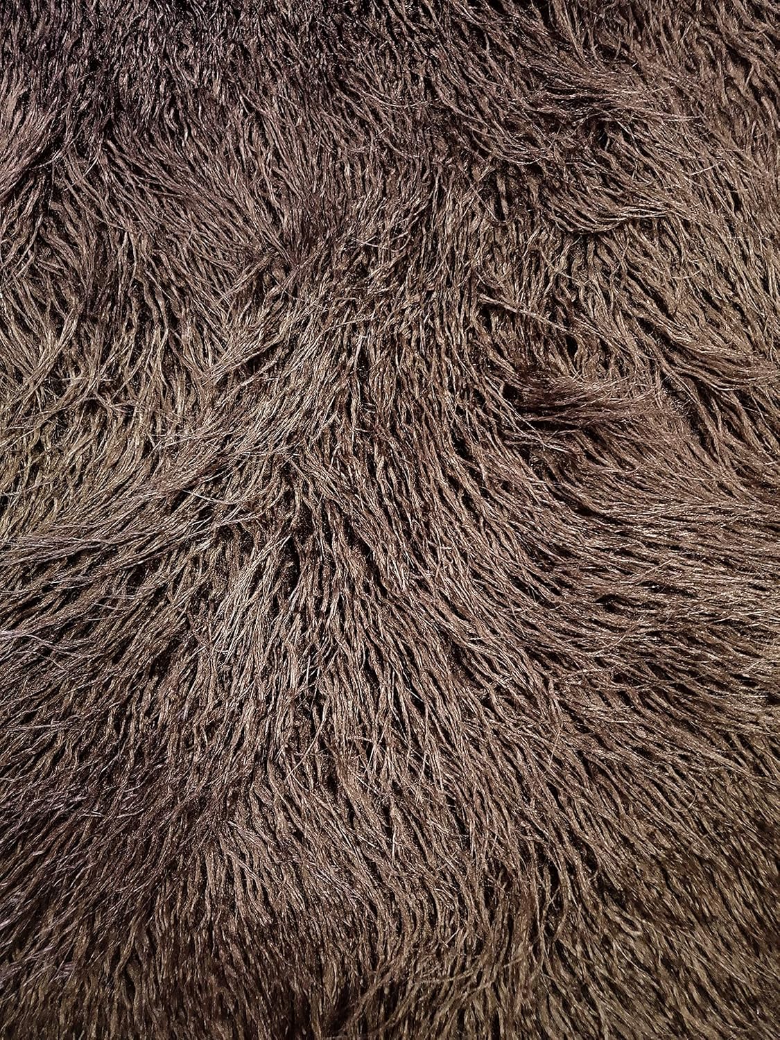 Faux Fur Long Pile Curly Fabric Alpaca Brown / 60" Wide/Sold by The Yard