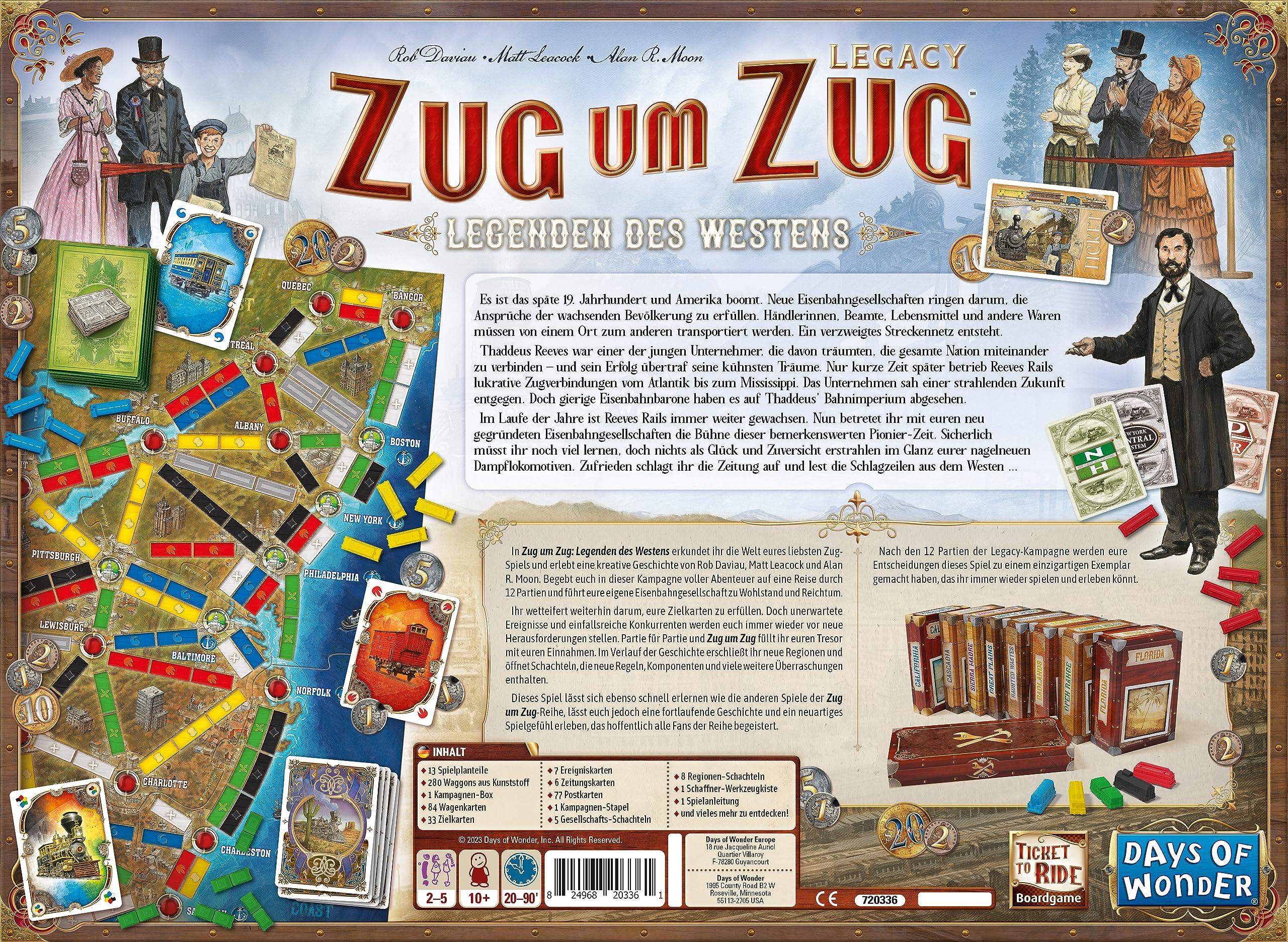Days of Wonder, Zug um Zug Legacy: Legenden des Westens, Familienspiel, Brettspiel, 2-5 Spieler, Ab 10+ Jahren, 20-90 Minuten, Deutsch