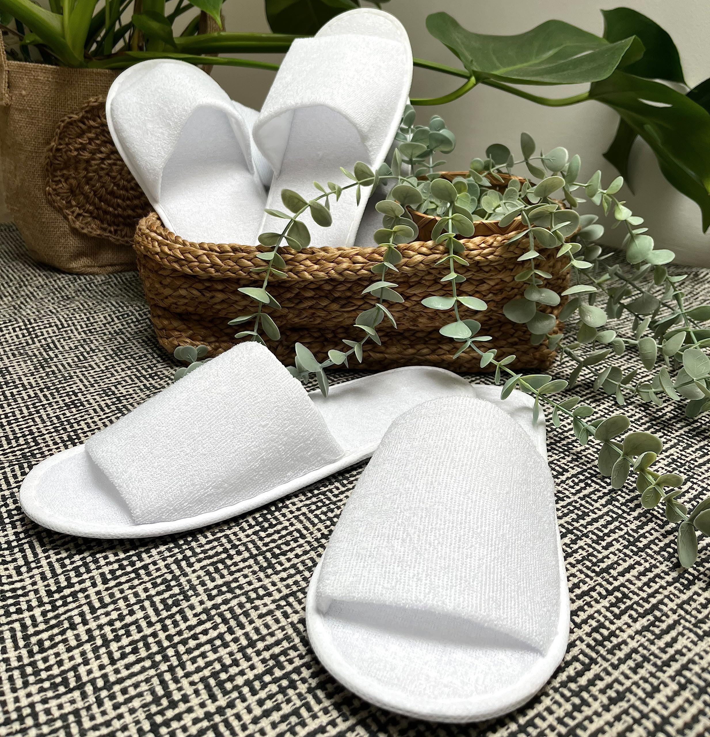 ZOLLNER Pantofole per ospiti - ciabatte con punta aperta - da viaggio, Spa, sauna e casa - suola antiscivolo - Misura universale - Qualitá alberghiera, 003