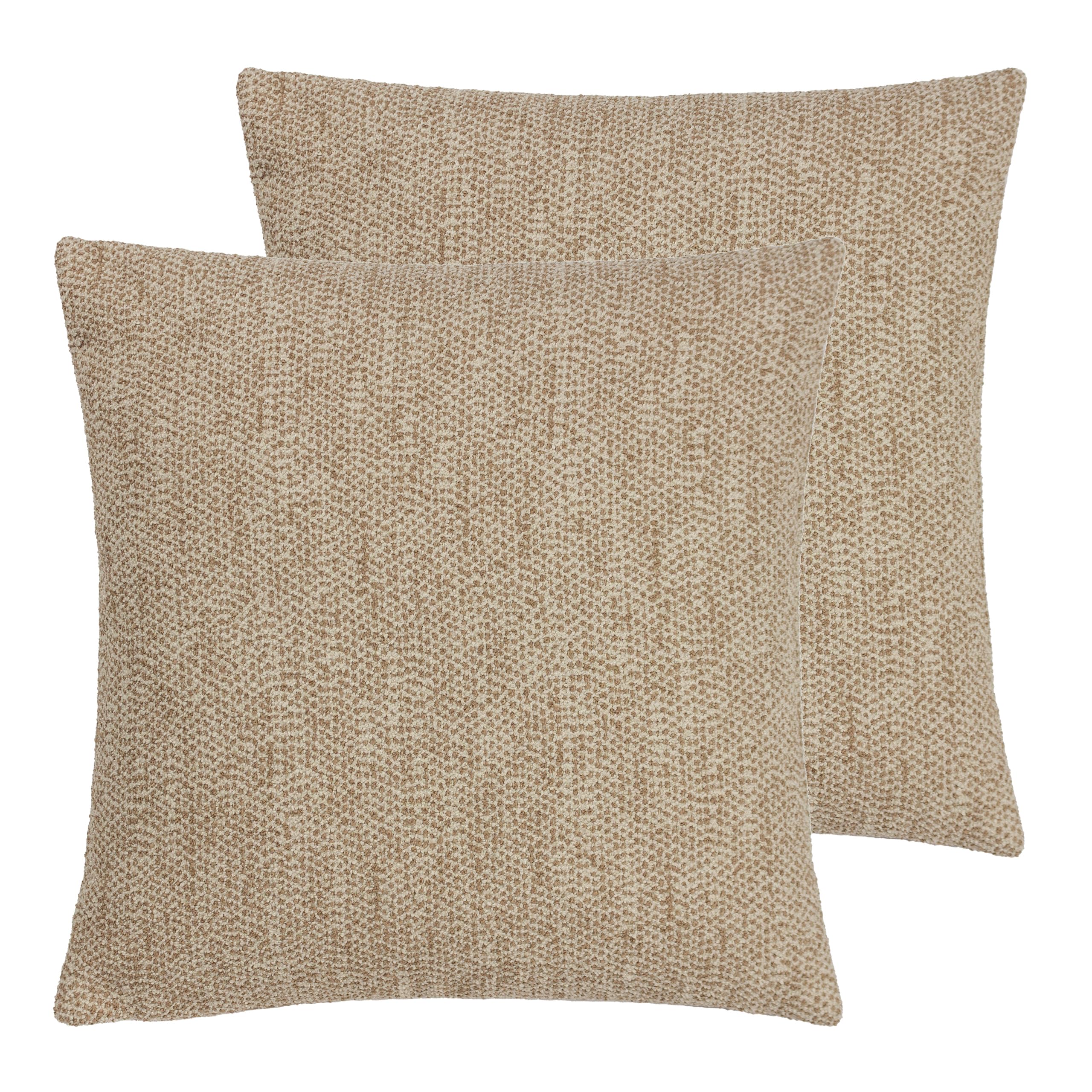 furn. Hoem Tiona Square Feather Filled Cushions Twin Pack, Nougat/Toffee, 50 x 50cm