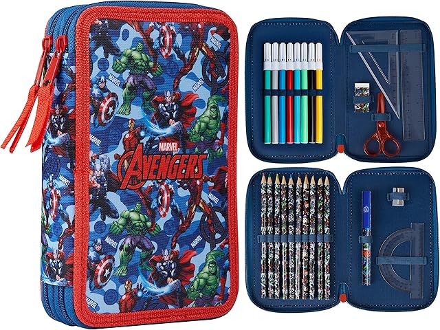 Marvel Large Pencil Case, Filled Pencil Cases with Avengers Stationary Sets, Marvel Gifts for Boys