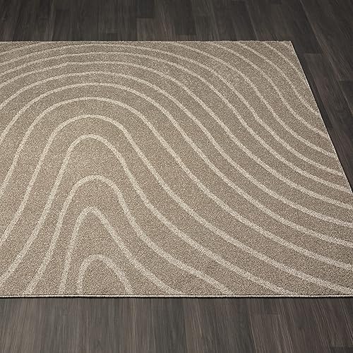 Miniatura 5 de LUXE WEAVERS Alfombra moderna geométrica gris pardo 9x12, alfombra contemporánea resistente a las manchas