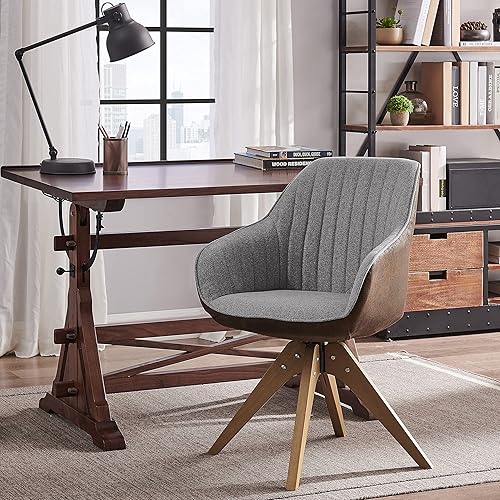 Miniatura 4 de Silla decorativa con patas de madera, estilo industrial giratorio de mediados de siglo para oficina, hogar, estudio o sala de estar