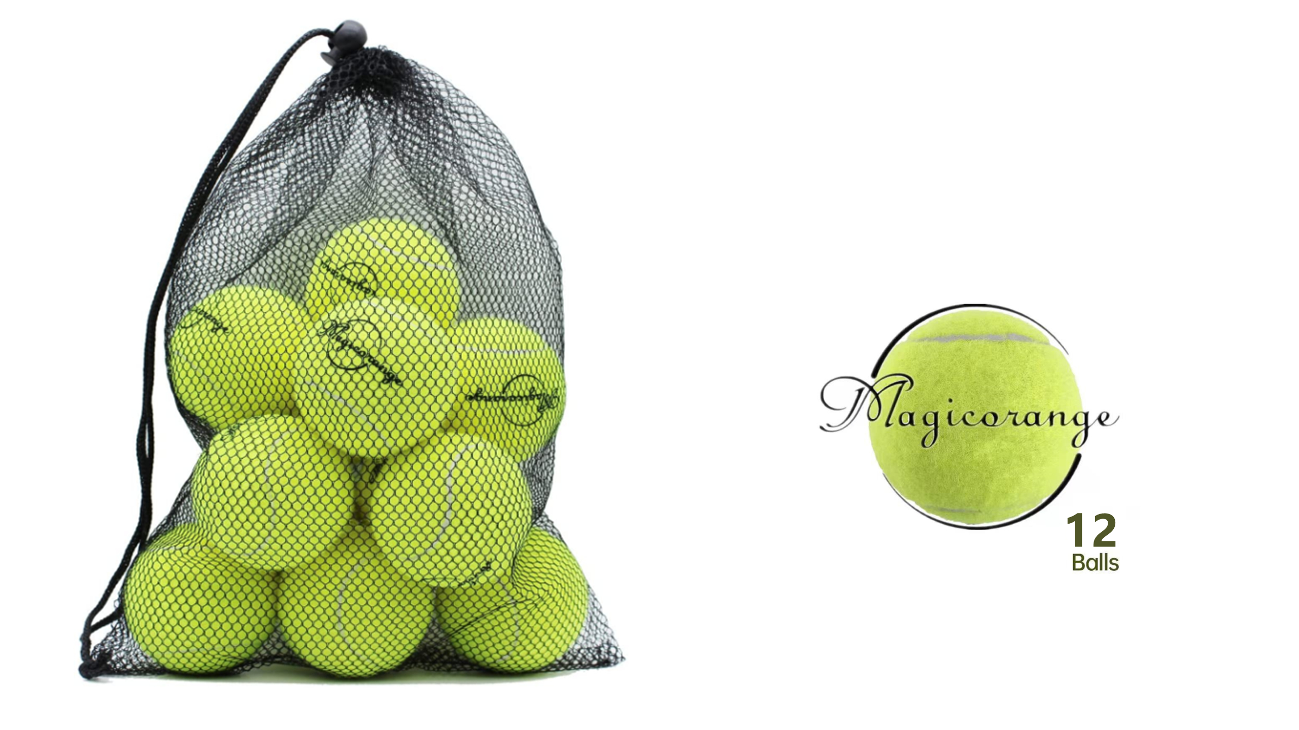 Lot De 6 Balles De Tennis Jaunes + Sac Filet - Entraînement, Chien, Machine à Laver