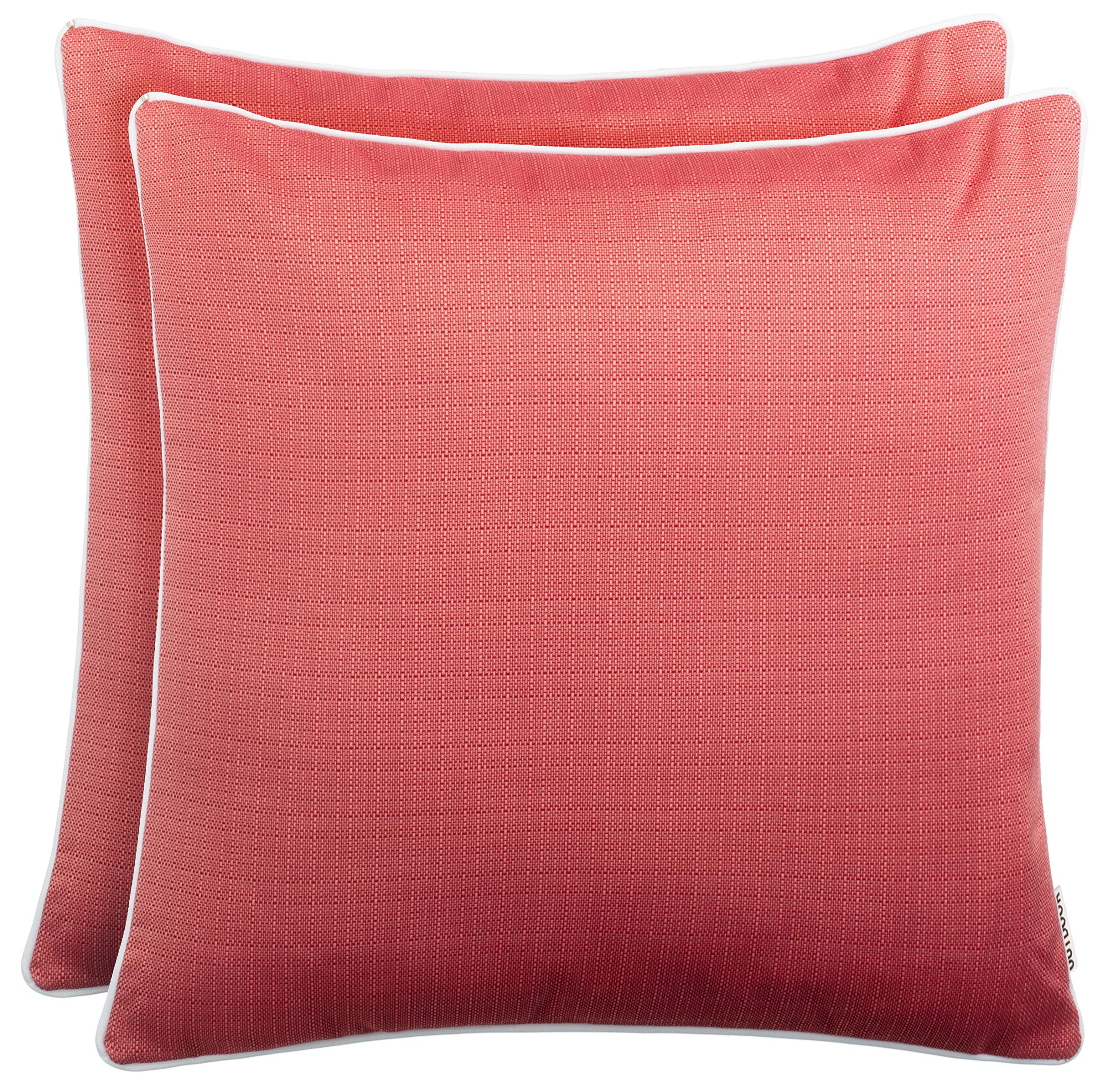 Juego de 2 Cojines de exterior Brandsseller 45x45 cm – Cojines decorativos impermeables con Ribete en tejido de Lino – Resistentes a la intemperie para Jardín, Sofá, Balcón y Terraza - Rojo