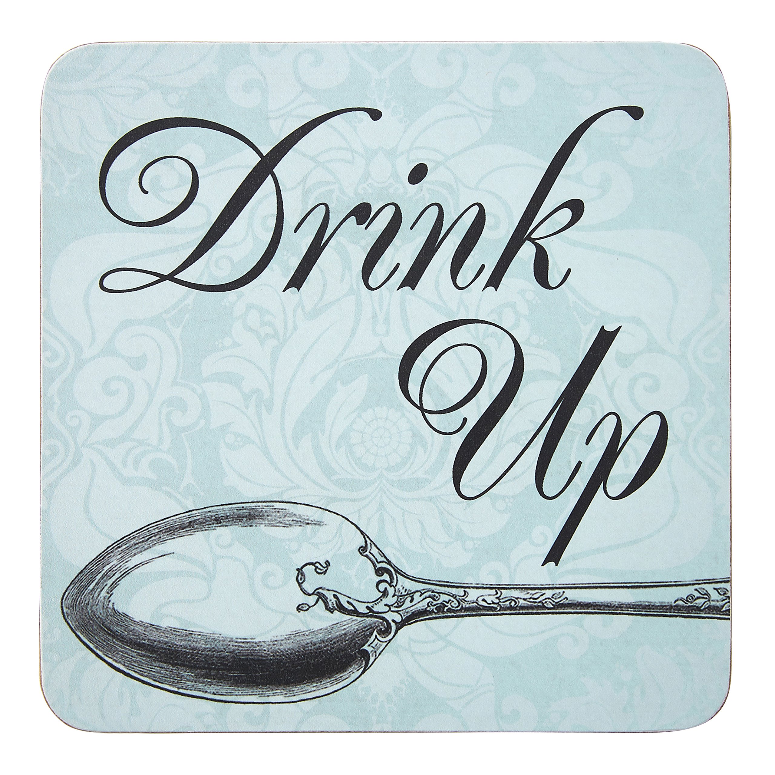 Orsina Set Of Four Drink Up Cork Coaster - Green
