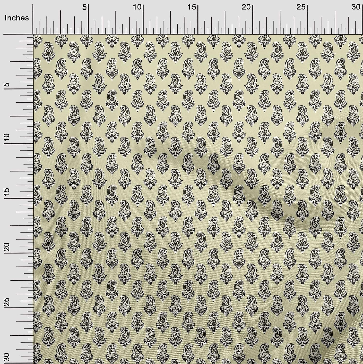 oneOone Cotton Cambric Pale Yellow Fabric Paisleys DIY Clothing Quilting Fabric Print Fabric By Yard 42 Inch Wide