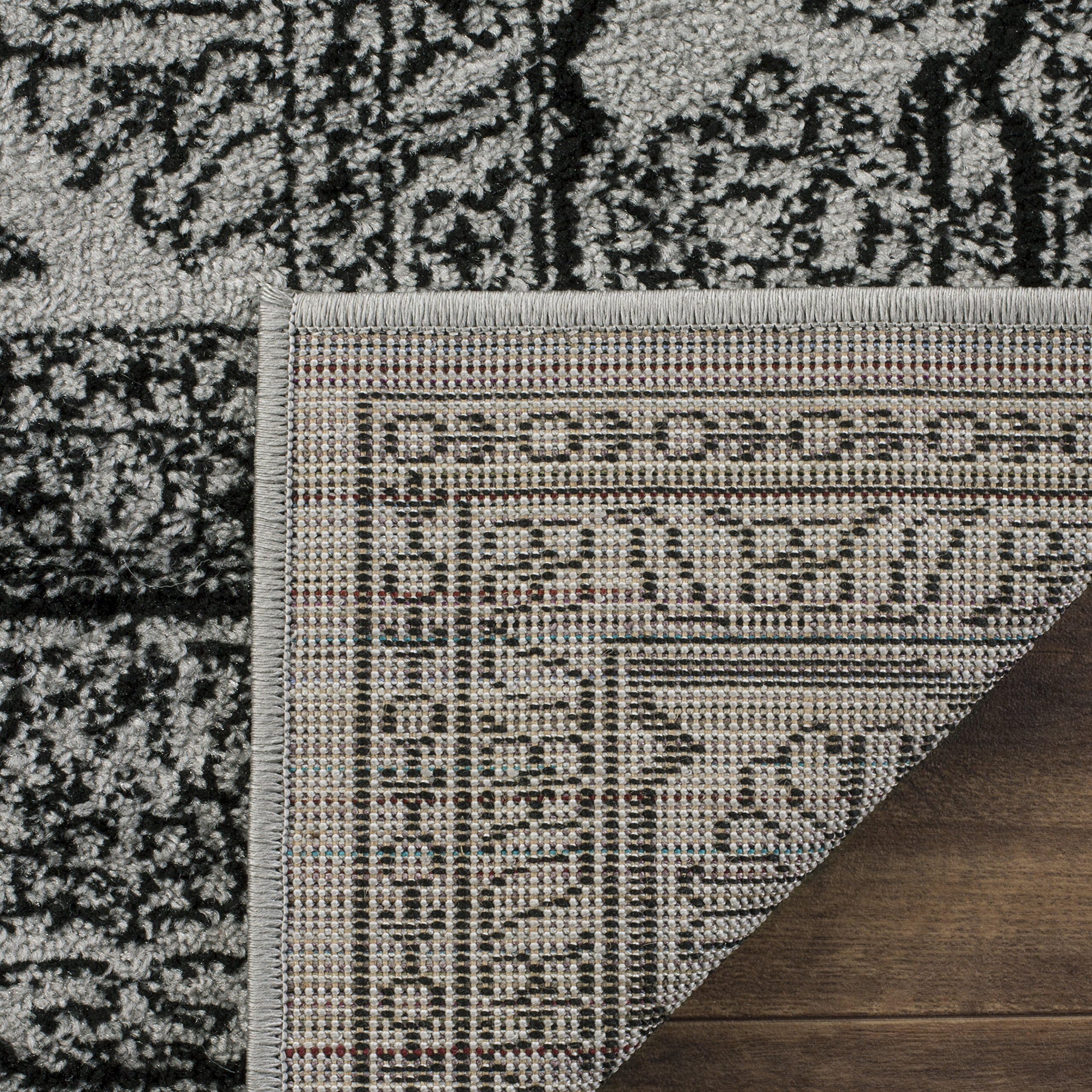 Adirondack Collection Runner Rug - 2'1" x 6', Silver & Black, Oriental Medallion Design, Non-Shedding & Easy Care, Ideal for High Traffic Areas in Living Room, Bedroom (ADR108A)