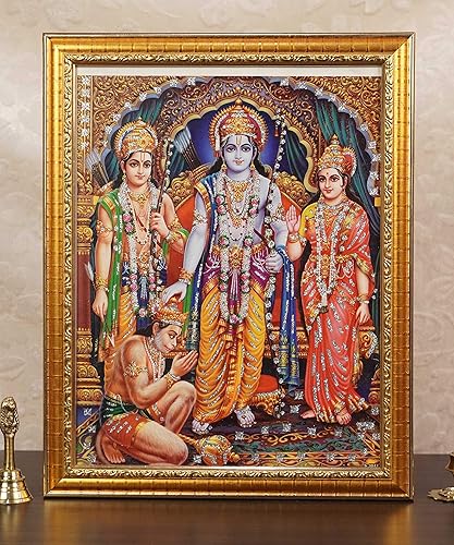Miniatura 3 de IBA Indianbeautifulart Foto hindú Lord Ram Darbar para colgar cuadro religioso con marco