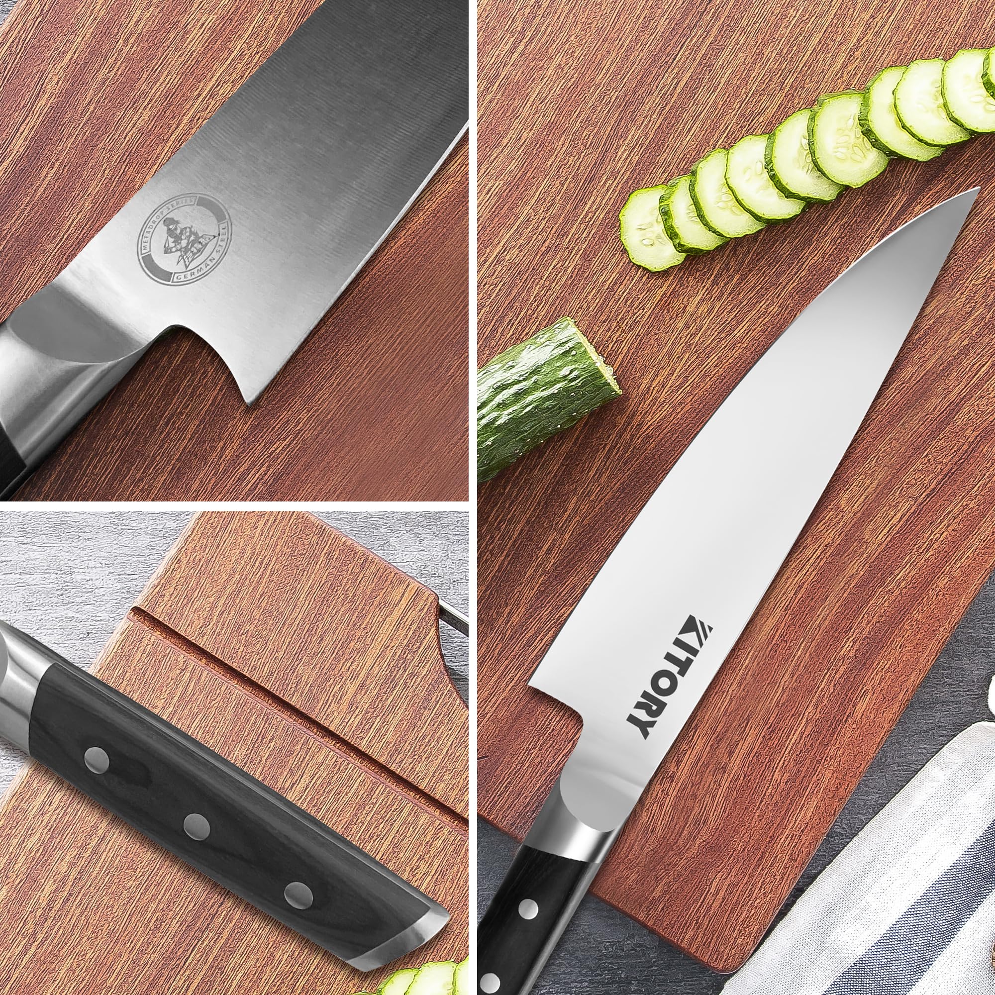 Kitory Chef Knife 8" - Japanese Style Pro Kitchen Knife - Forged German High Carbon Steel - Full Tang Pakkawood Handle-Gift Box included — Amazon image 5