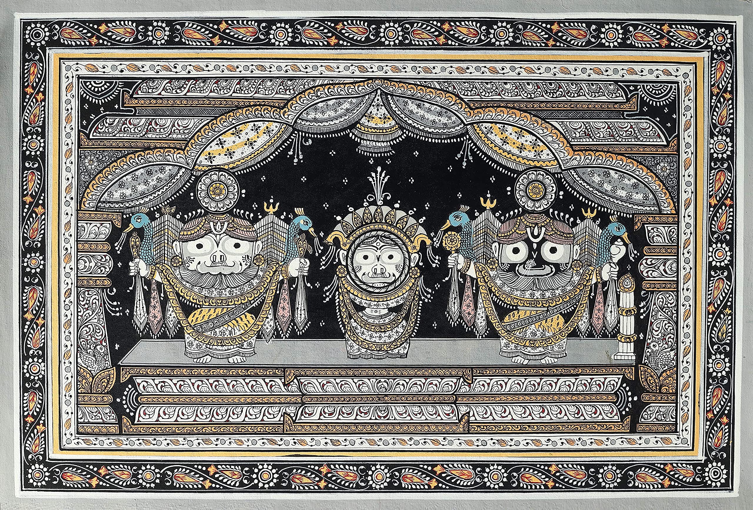 Jagannath Krishna Subhadra Balarama peinture décoration sacrée