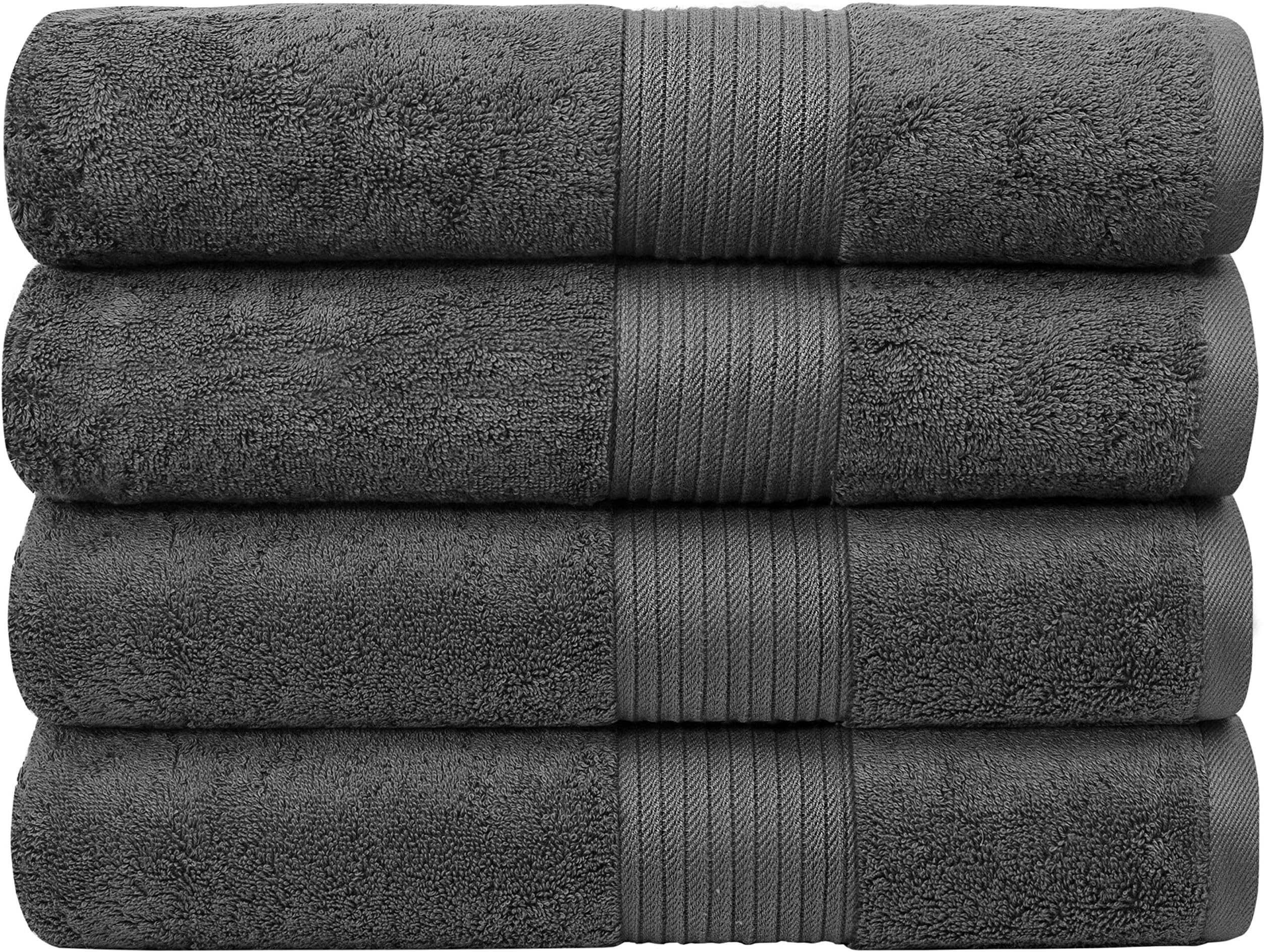 Luxury Oversized Bath Towels | 650 GSM, 34" x 56" | Hotel Quality, Soft & Highly Absorbent | Quick Dry, Thick, Combed Cotton Bathroom Towels | Dark Grey - 4 Pack