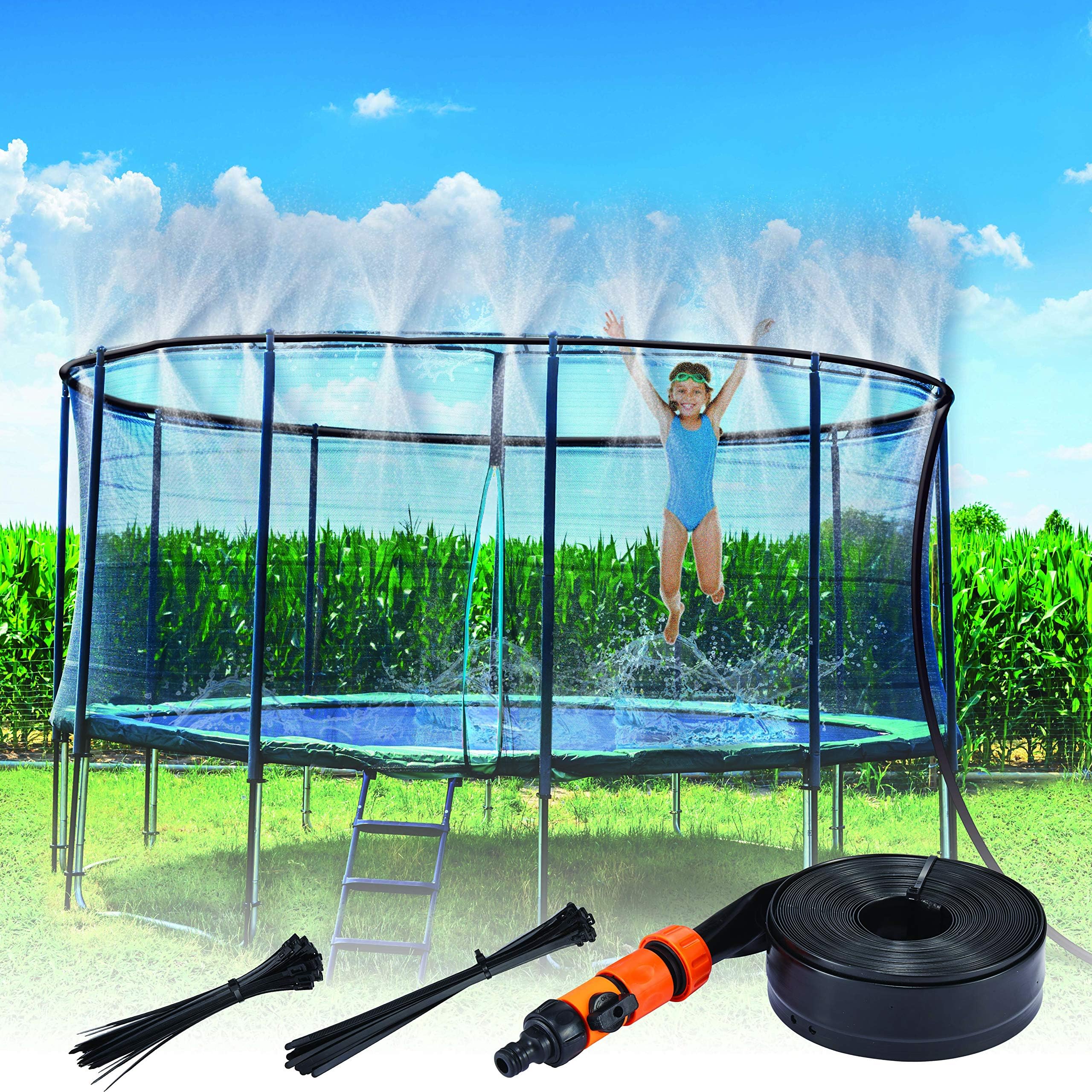 JOYIN Trampoline Sprinkler for Kids, Outdoor Trampoline Backyard Water Park Sprinkler Fun Summer Outdoor Water Toys for Boys Girls