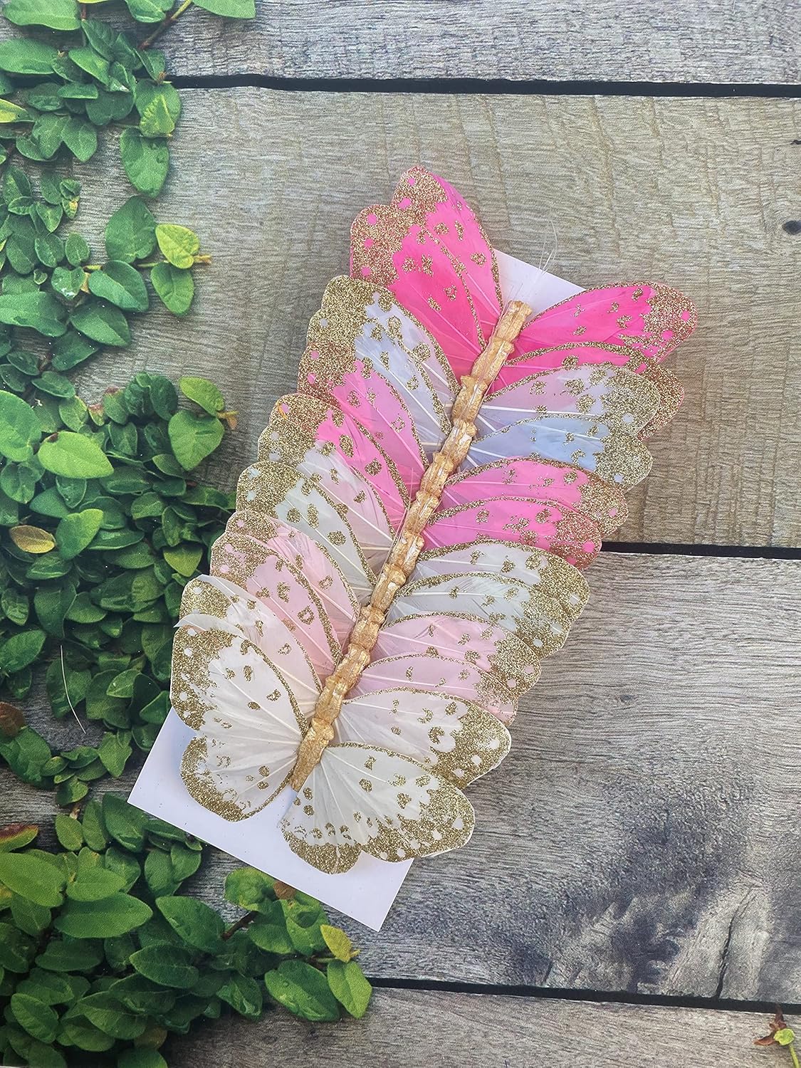 12 Large Glitter Pastel Feather Monarch Butterflies 5inch- Artificial butterfly pastel butterfly scrapbooking embellishments - Vibrant Monarch