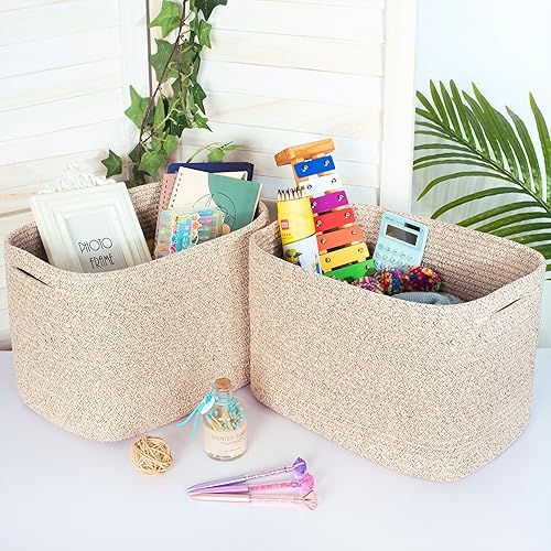 Miniatura 3 de MINTWOOD Design Paquete de 3 cestas de almacenamiento para estantes, cestas decorativas para organizar, cestas tejidas para almacenamiento, cesta de